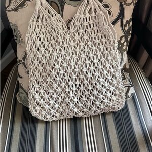 Elegant Cream Macrame Tote Bag